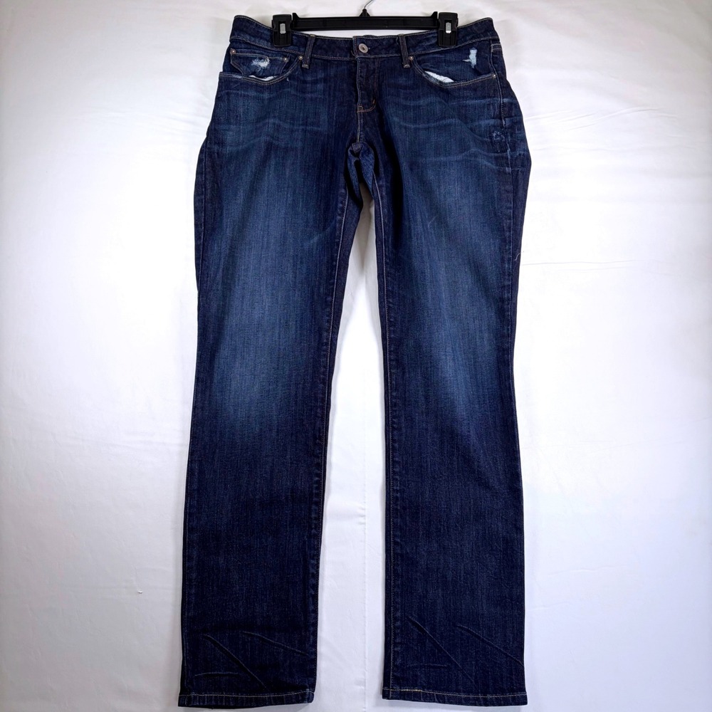 Levis Bold Curve Skinny Straight Jeans Womens 31x32 Dark Wash Distressed Denim - Picture 2 of 15